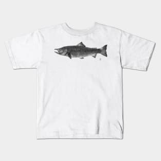 Salmon (black and white) Kids T-Shirt